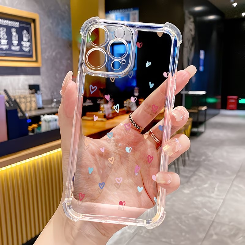 Apple Iphone 16 - Transparent Corner Bumper Colorful Hearts Phone